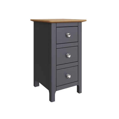 Taberno Oak 3 Drawer Bedside Table Nightstand Cabinet Graphite Blue