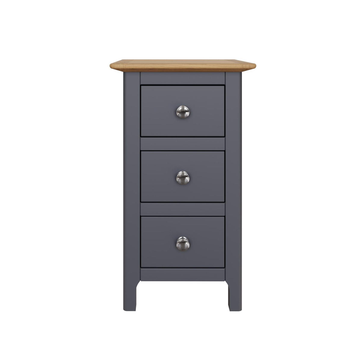 Taberno Oak 3 Drawer Bedside Table Nightstand Cabinet Graphite Blue