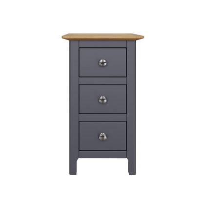 Taberno Oak 3 Drawer Bedside Table Nightstand Cabinet Graphite Blue