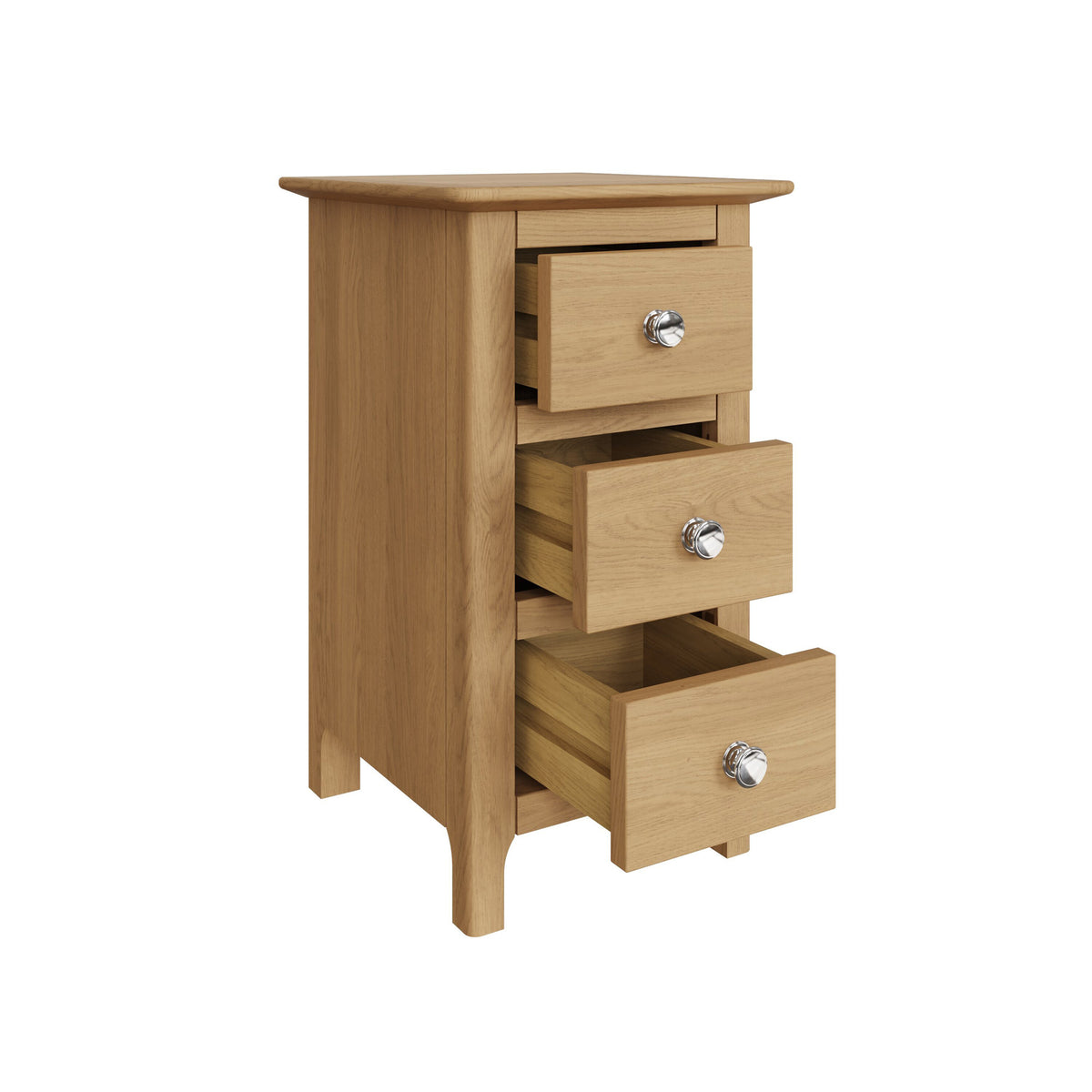 Taberno Oak 3 Drawer Bedside Table Nightstand Cabinet Natural Oak