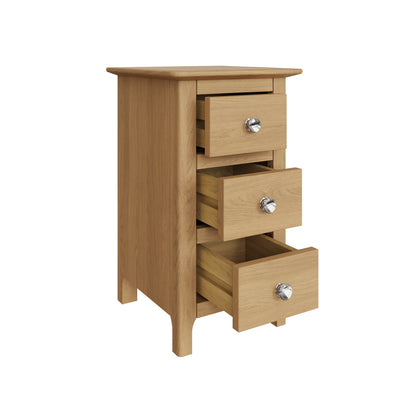 Taberno Oak 3 Drawer Bedside Table Nightstand Cabinet Natural Oak
