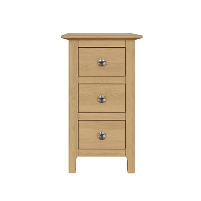 Taberno Oak 3 Drawer Bedside Table Nightstand Cabinet Natural Oak