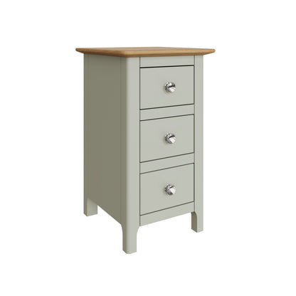 Taberno Oak 3 Drawer Bedside Table Nightstand Cabinet Sage Green