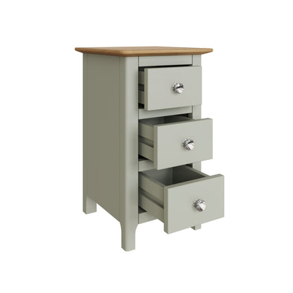 Taberno Oak 3 Drawer Bedside Table Nightstand Cabinet Sage Green