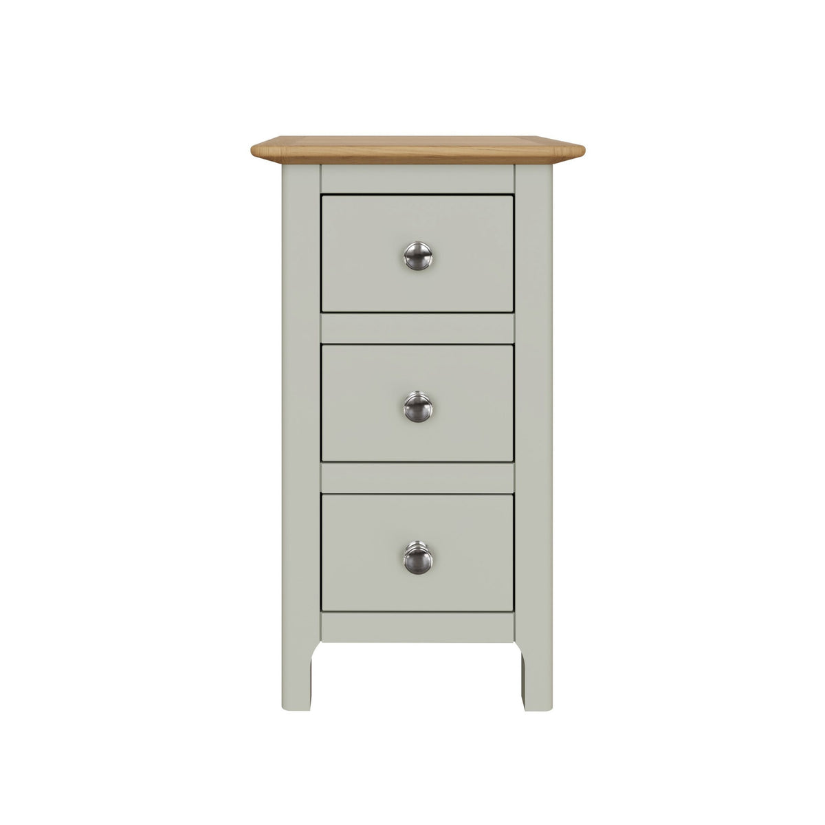 Taberno Oak 3 Drawer Bedside Table Nightstand Cabinet Sage Green