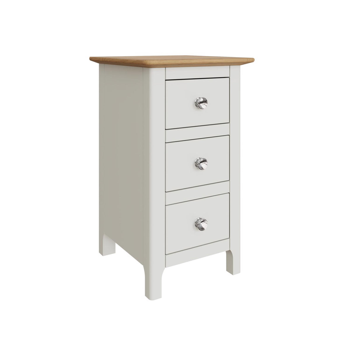 Taberno Oak 3 Drawer Bedside Table Nightstand Cabinet Linen White