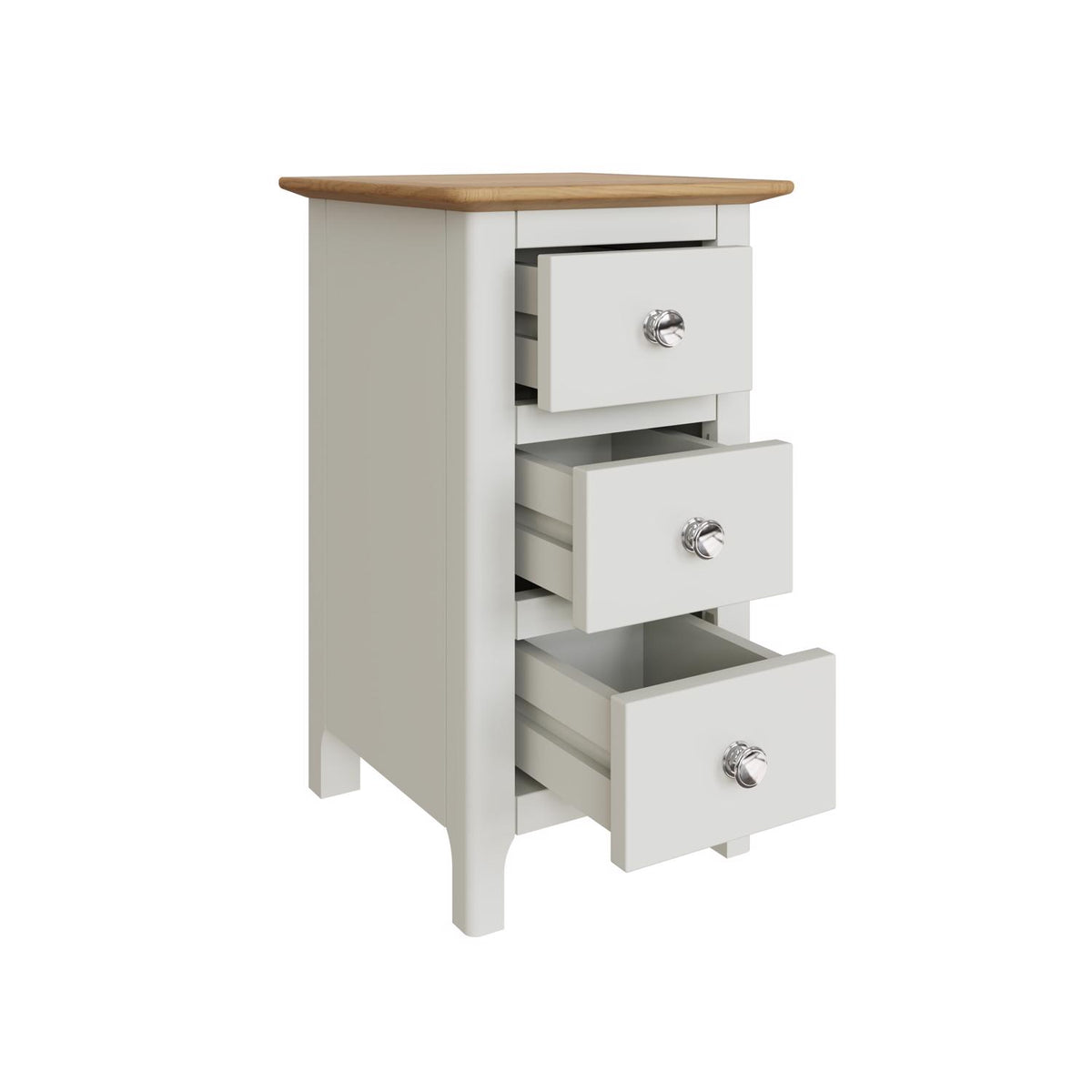Taberno Oak 3 Drawer Bedside Table Nightstand Cabinet Linen White
