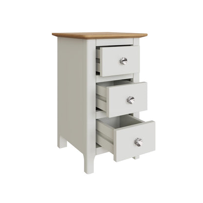 Taberno Oak 3 Drawer Bedside Table Nightstand Cabinet Linen White