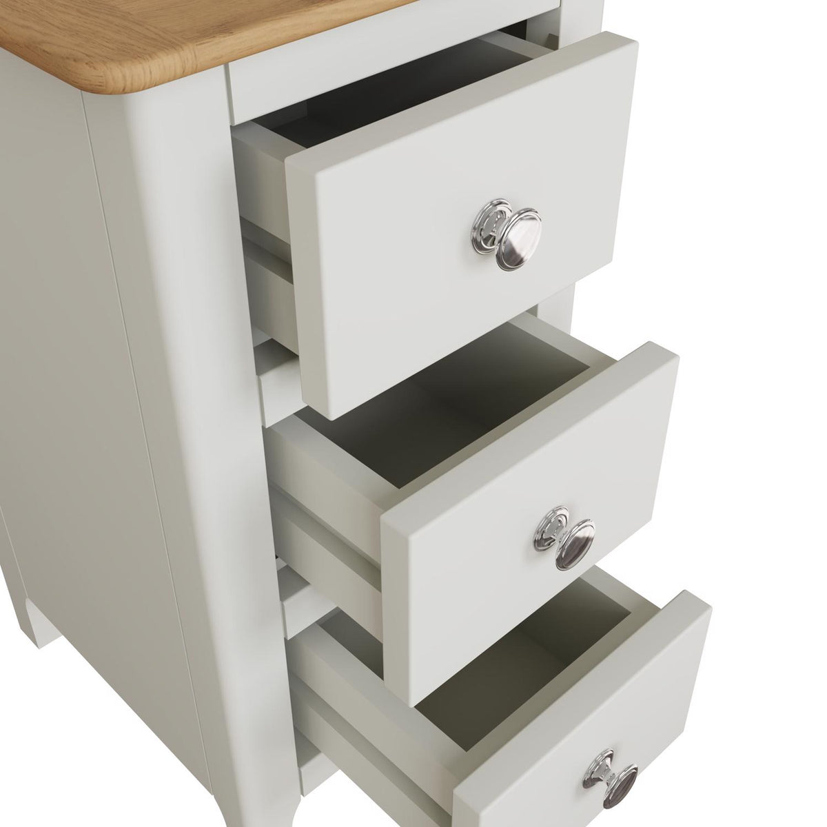 Taberno Oak 3 Drawer Bedside Table Nightstand Cabinet Linen White