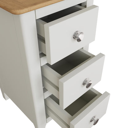 Taberno Oak 3 Drawer Bedside Table Nightstand Cabinet Linen White