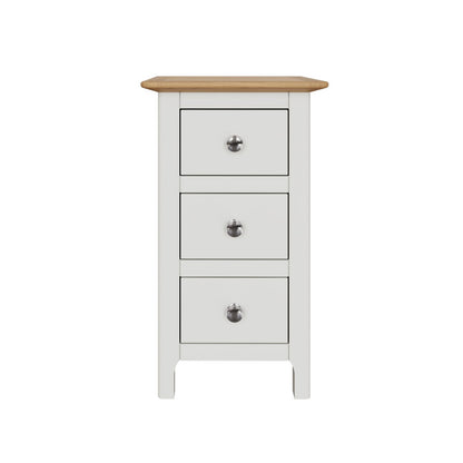 Taberno Oak 3 Drawer Bedside Table Nightstand Cabinet Linen White