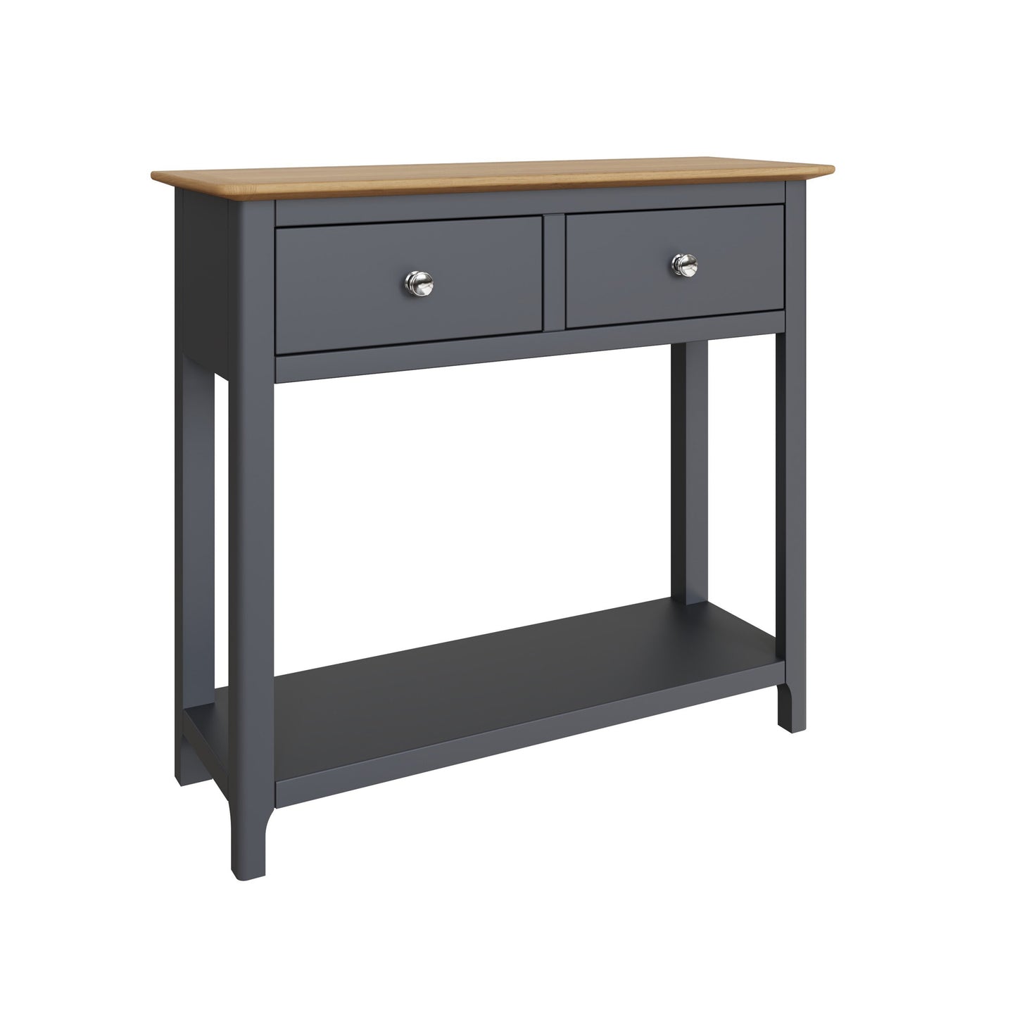 Taberno Oak 2 Drawer Console Hallway Table Graphite Blue