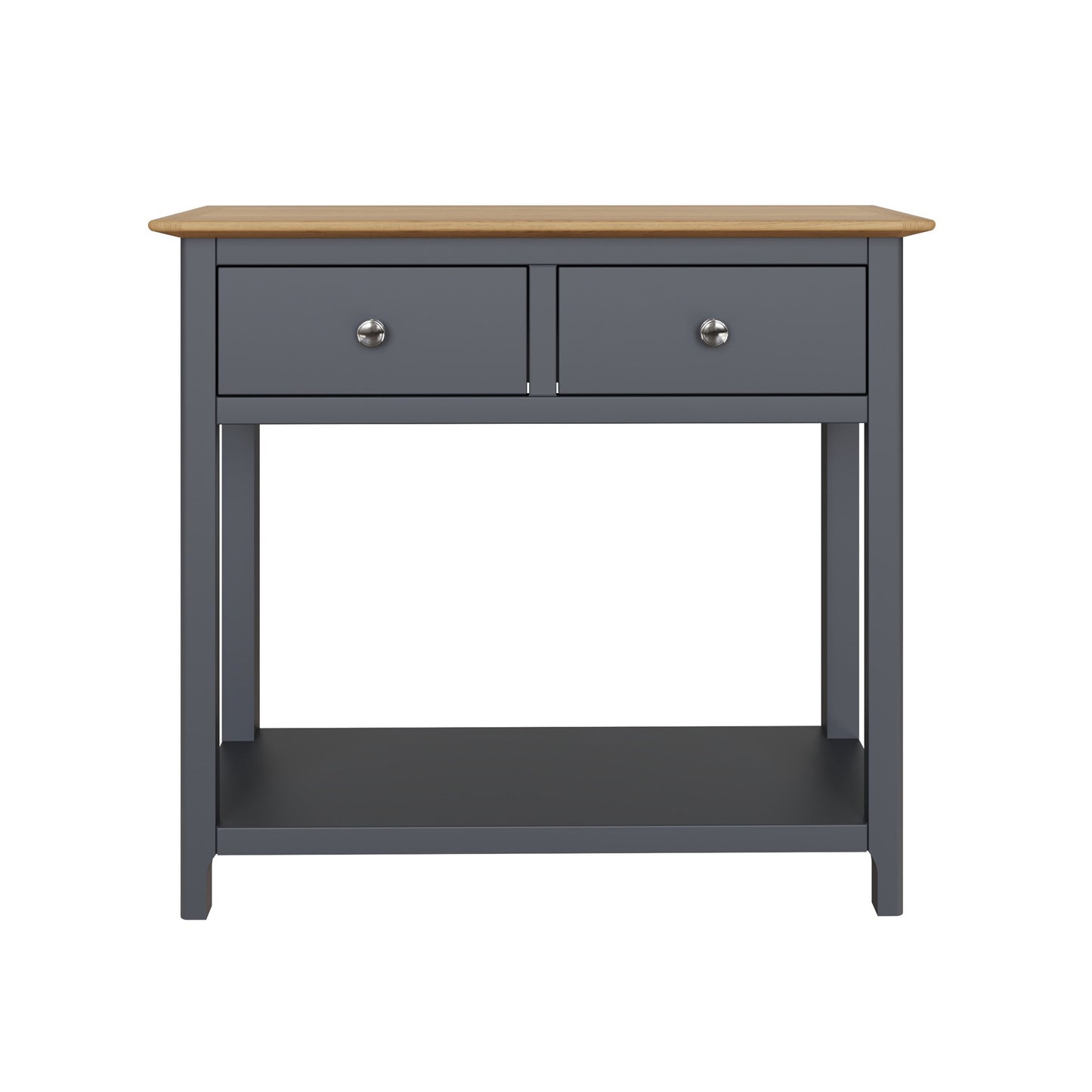 Taberno Oak 2 Drawer Console Hallway Table Graphite Blue