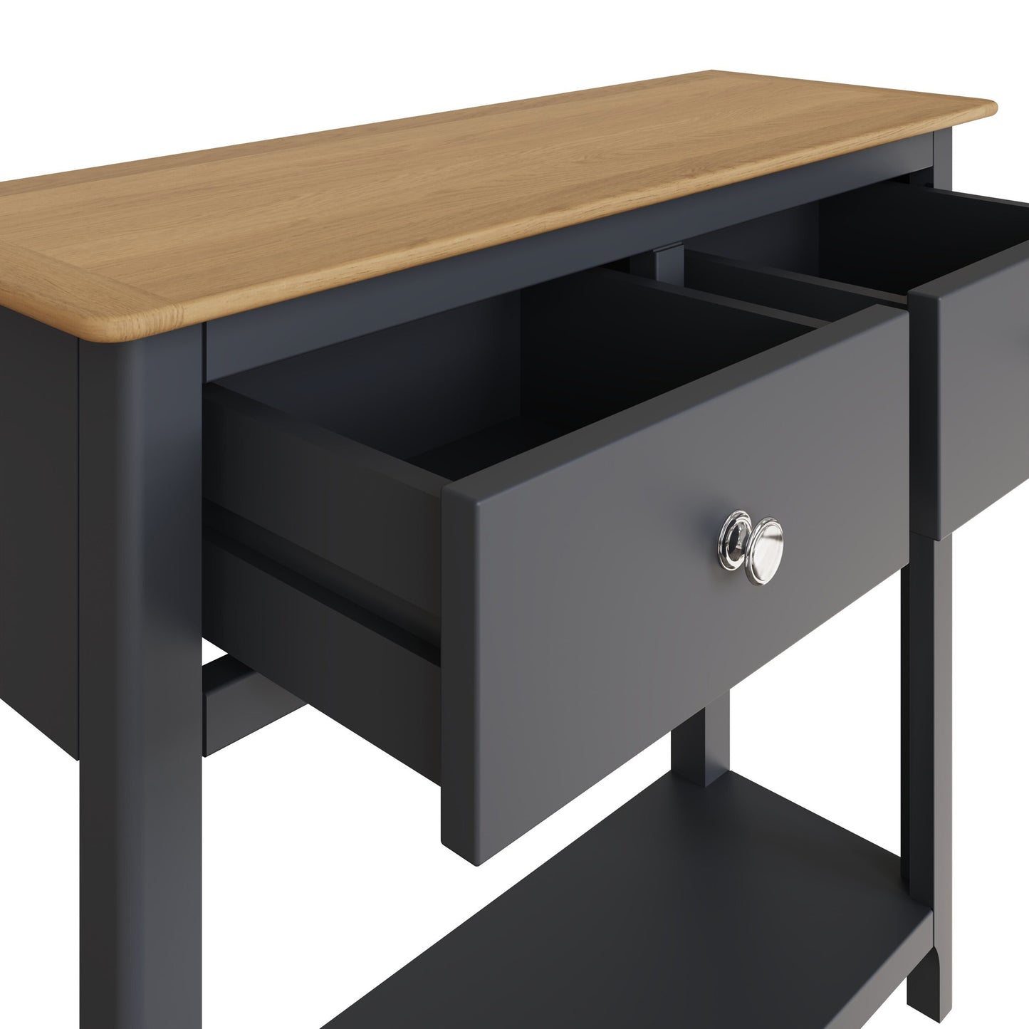 Taberno Oak 2 Drawer Console Hallway Table Graphite Blue