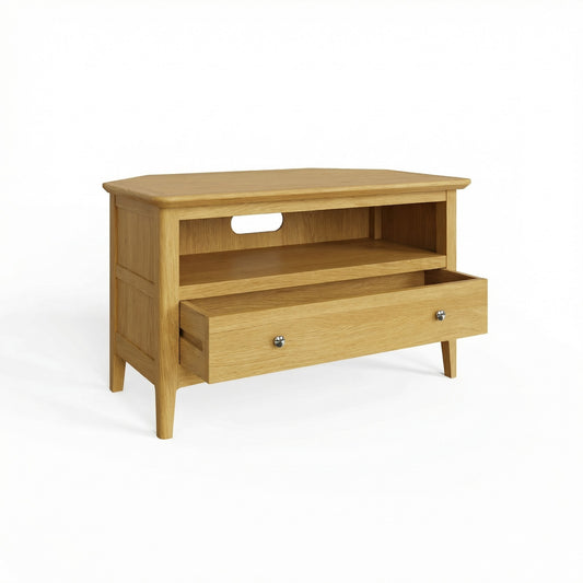 Taberno Oak 1 Drawer Assembled Corner TV Unit