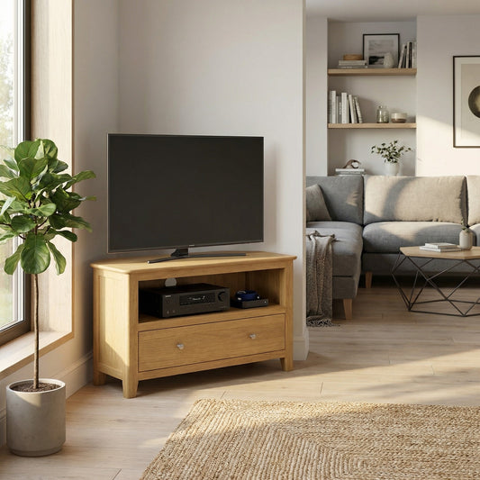 Taberno Oak 1 Drawer Assembled Corner TV Unit