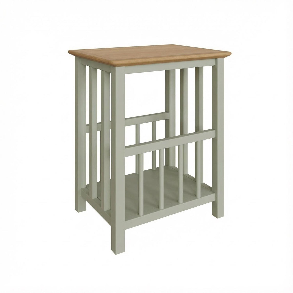 Taberno Oak Magazine Rack Turntable Stand Sage Green