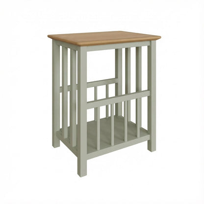 Taberno Oak Magazine Rack Turntable Stand Sage Green