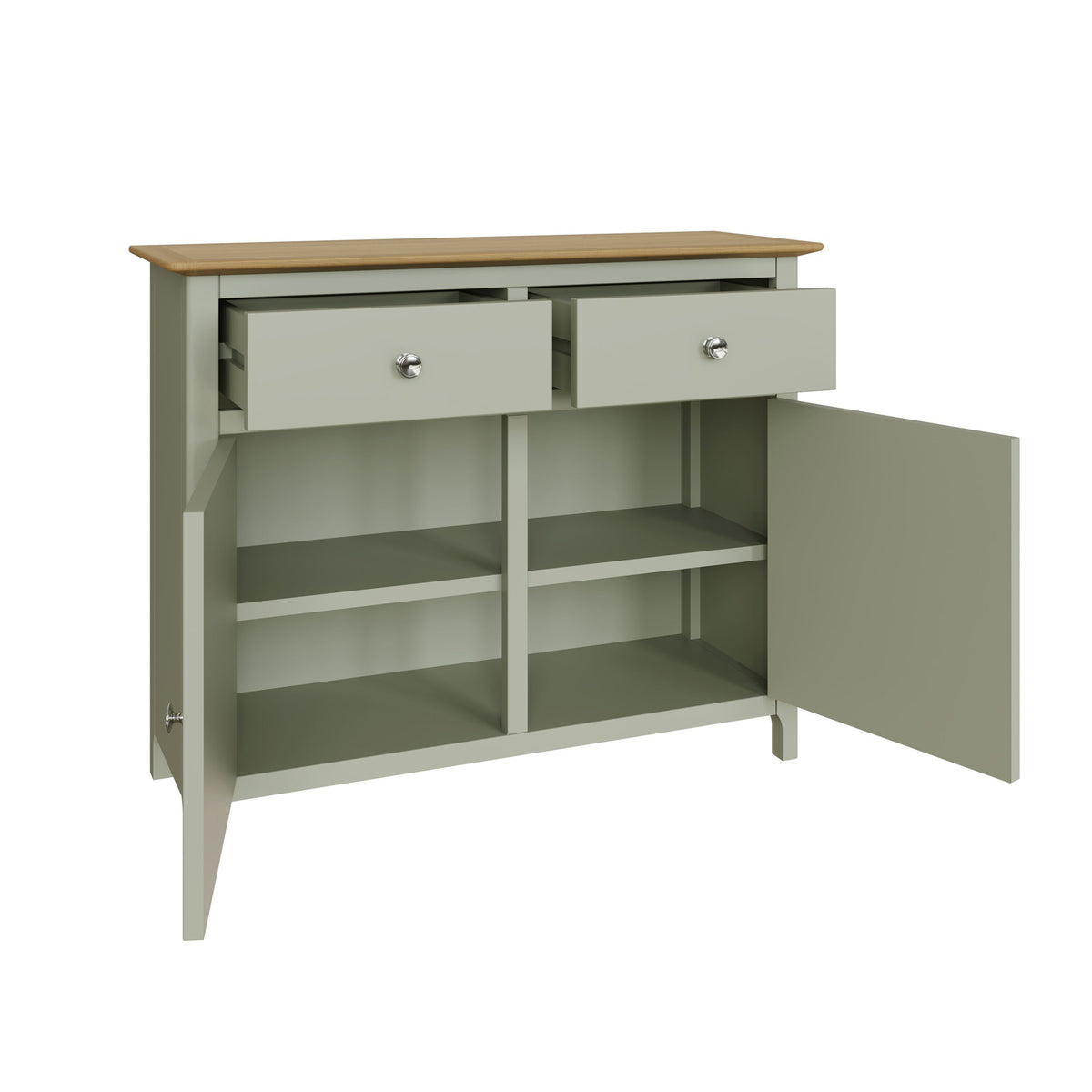 Taberno Oak 2 Door 2 Drawer Sideboard Sage Green