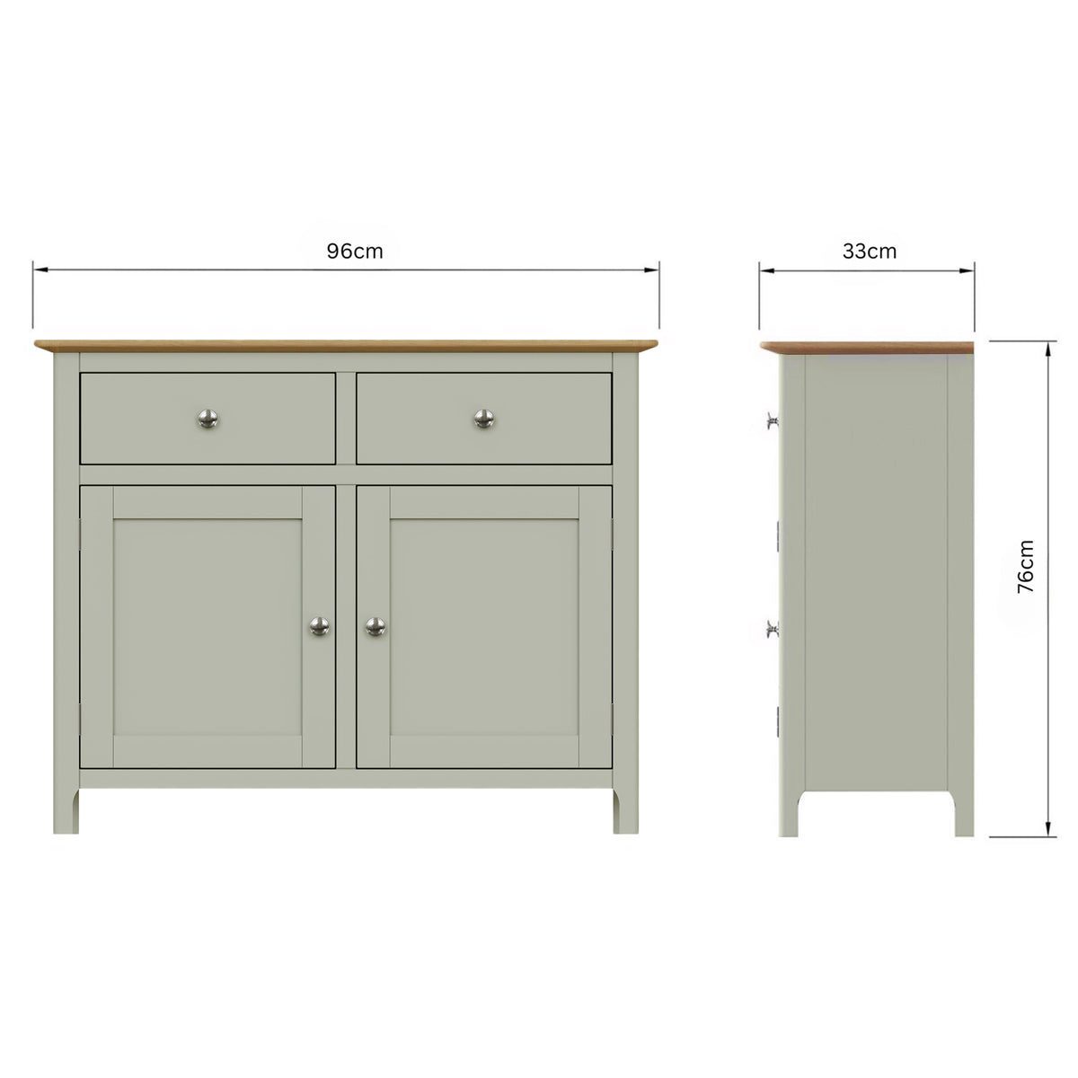 Taberno Oak 2 Door 2 Drawer Sideboard Sage Green