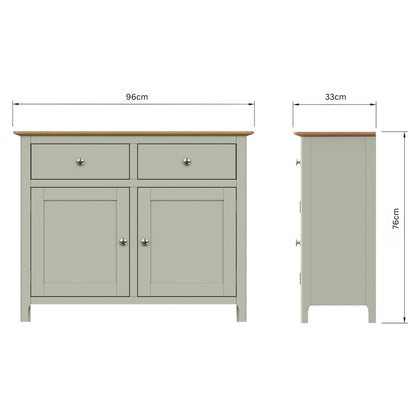 Taberno Oak 2 Door 2 Drawer Sideboard Sage Green