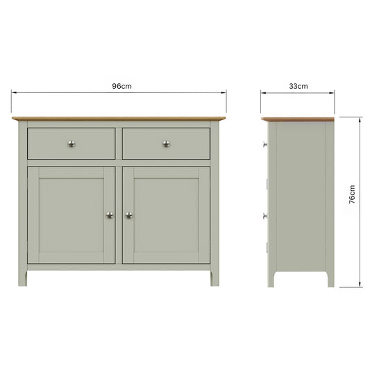 Taberno Oak 2 Door 2 Drawer Sideboard Sage Green