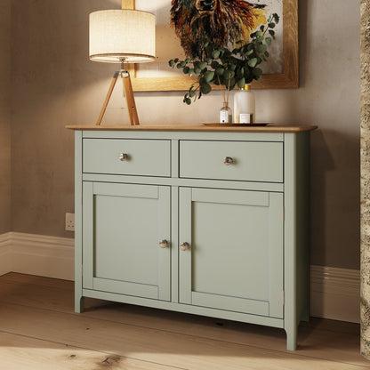 Taberno Oak 2 Door 2 Drawer Sideboard Sage Green