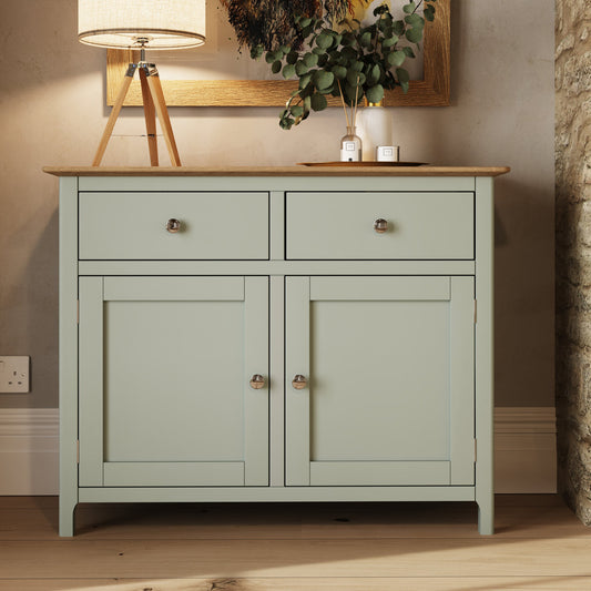 Taberno Oak 2 Door 2 Drawer Sideboard Sage Green