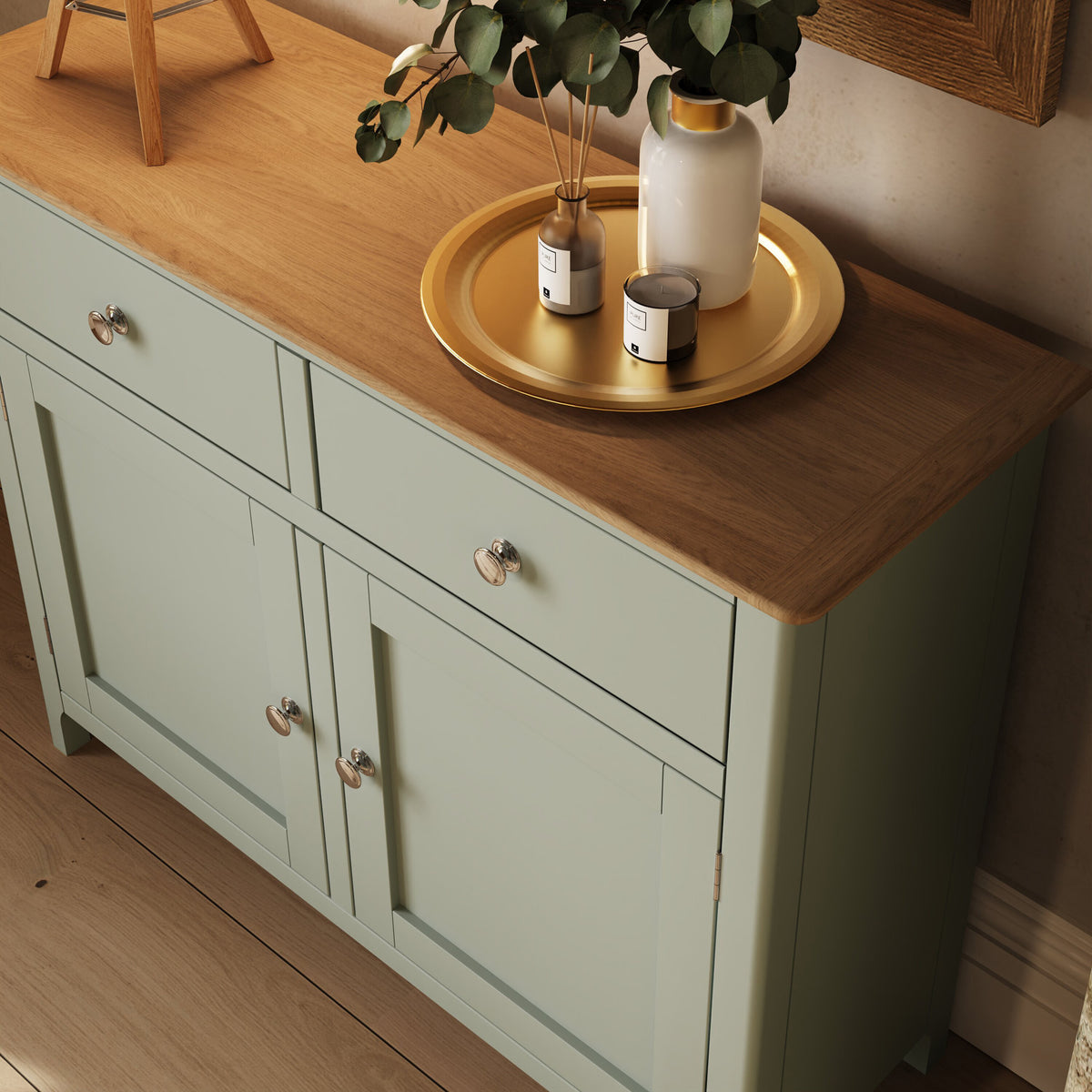 Taberno Oak 2 Door 2 Drawer Sideboard Sage Green