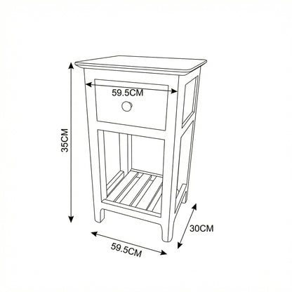 Taberno Oak Assembled 1 Drawer Slim Bedside