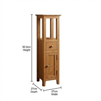 Taberno Oak Tall Slim Open Top Assembled Cabinet
