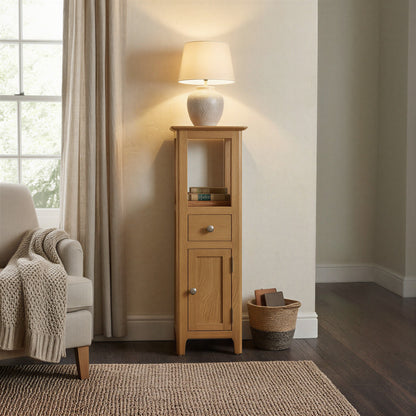 Taberno Oak Tall Slim Open Top Assembled Cabinet