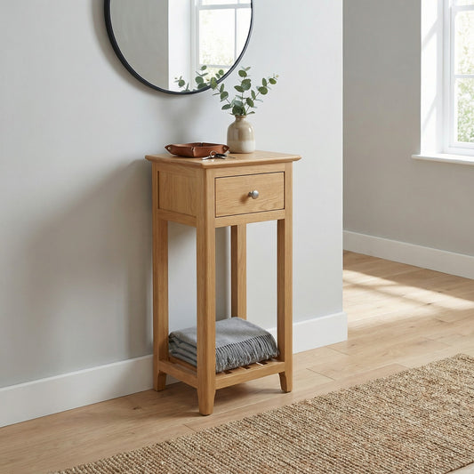 Taberno Oak 1 Drawer Assembled Telephone Table