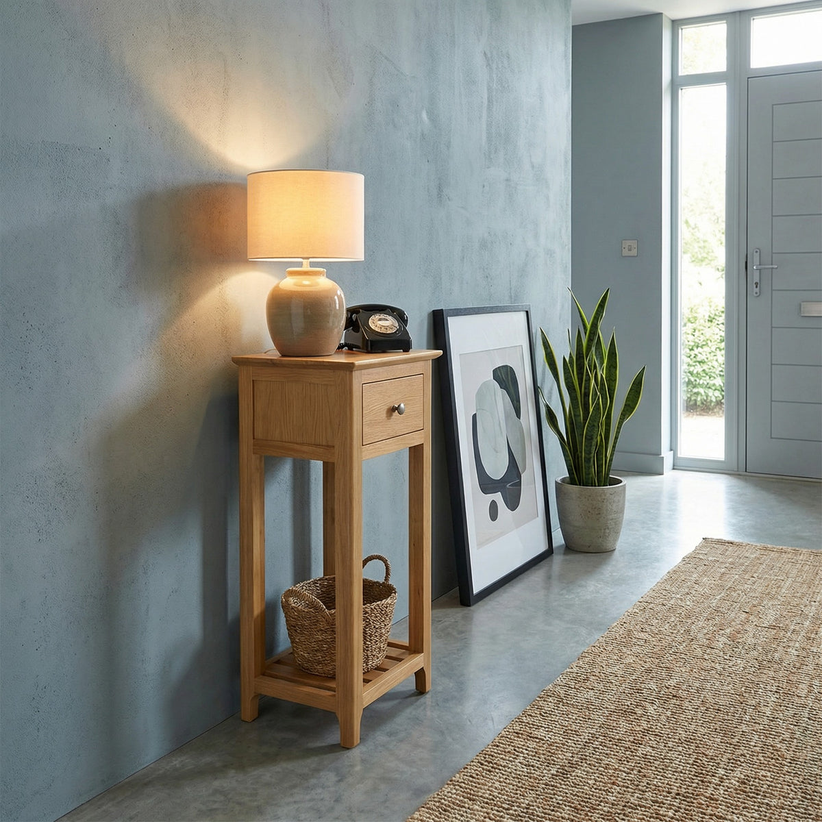 Taberno Oak 1 Drawer Assembled Telephone Table