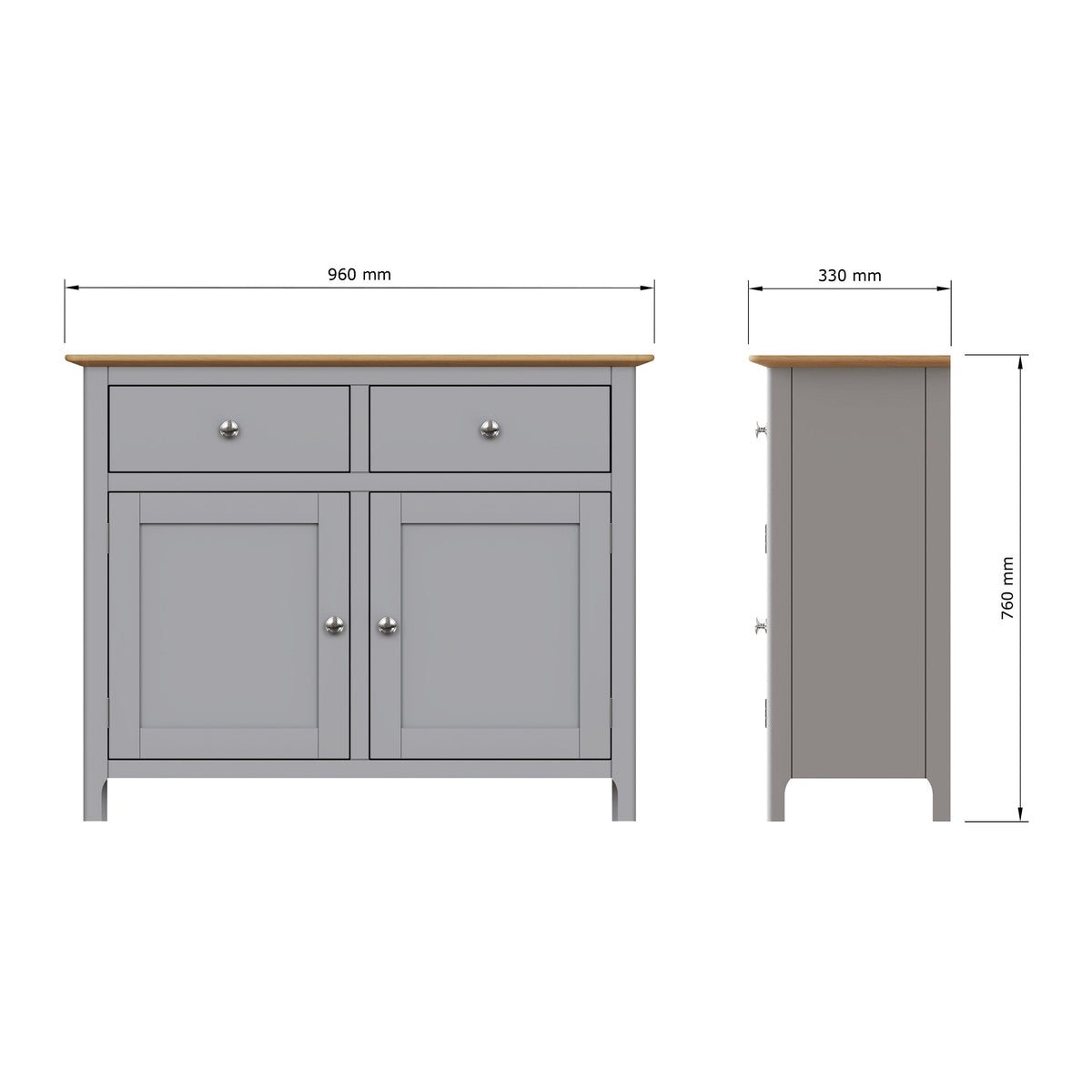 Taberno Oak 2 Door 2 Drawer Sideboard Dove Grey