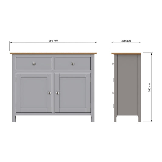Taberno Oak 2 Door 2 Drawer Sideboard Dove Grey