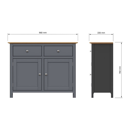 Taberno Oak 2 Door 2 Drawer Sideboard Graphite Blue