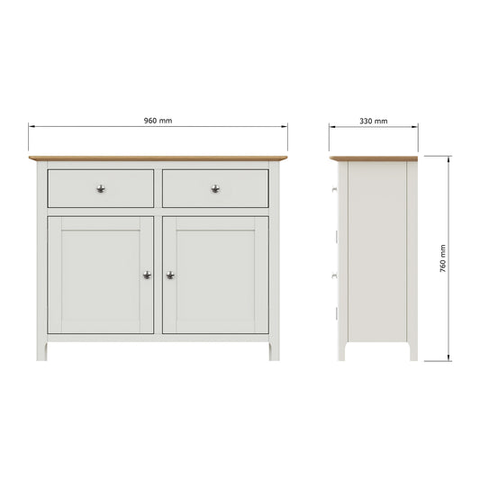 Taberno Oak 2 Door 2 Drawer Sideboard Linen White