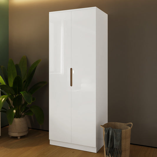 Veloce 2 Door Double Wardrobe - White Gloss, Quick Click Assembly
