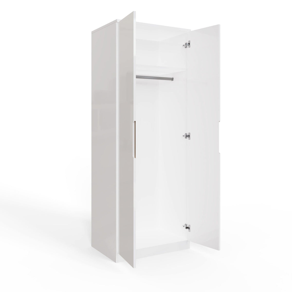Veloce 2 Door Double Wardrobe - White Gloss, Quick Click Assembly