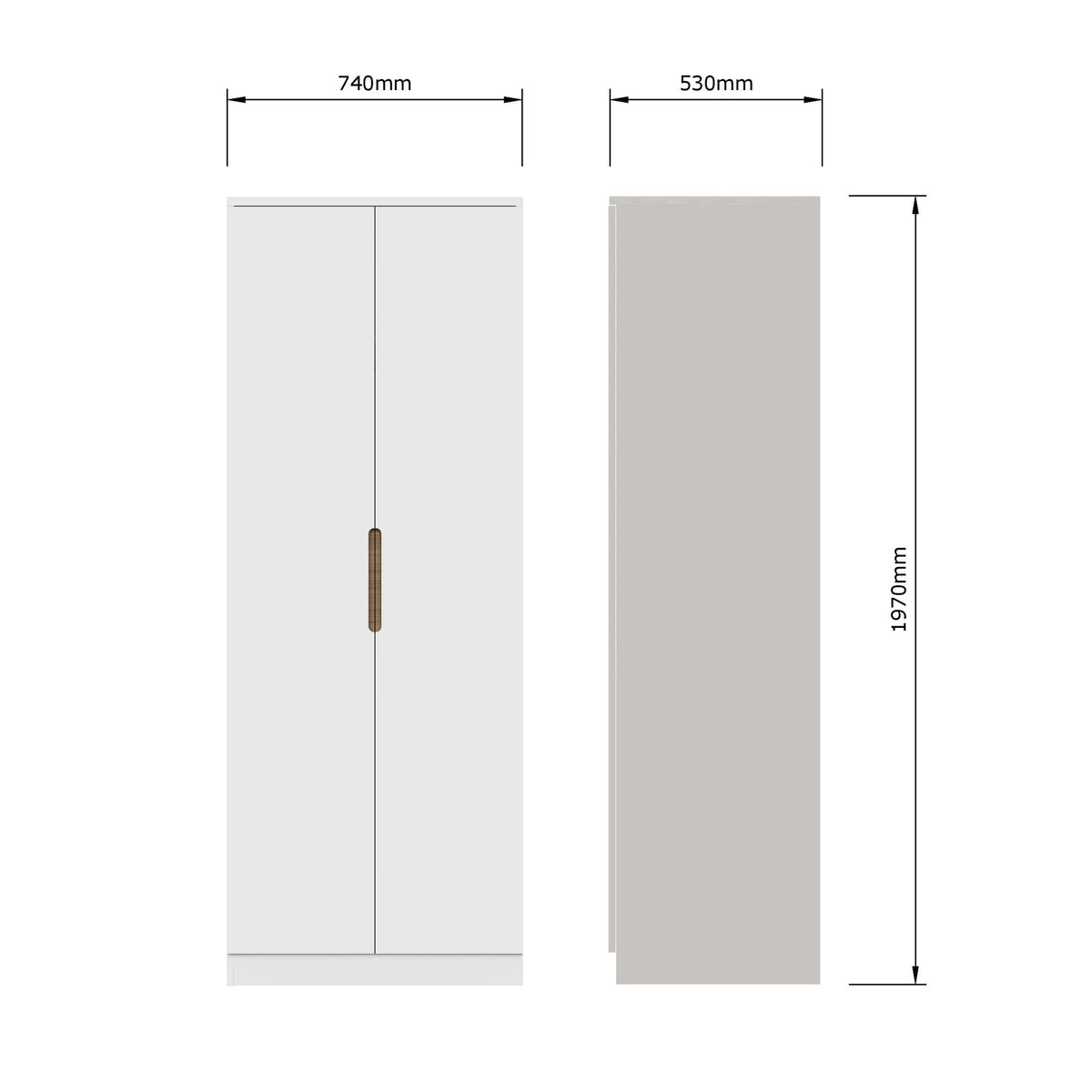 Veloce 2 Door Double Wardrobe - White Gloss, Quick Click Assembly