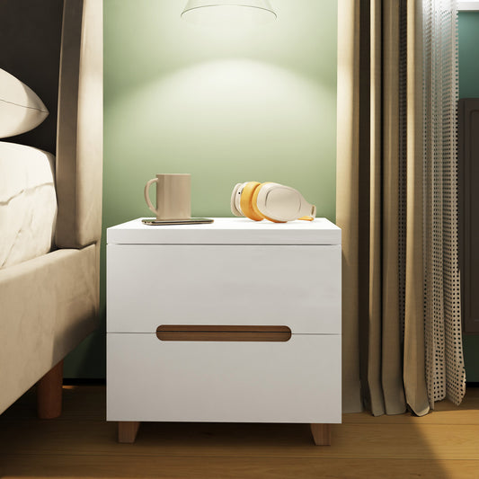 Veloce 2 Drawer Bedside Cabinet - White Gloss, Quick Click Assembly