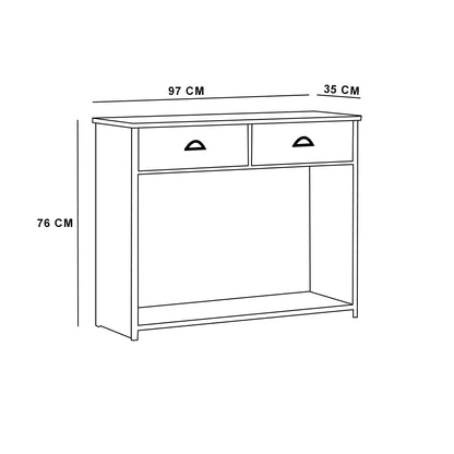 Westbury Farmhouse 2 Drawer Hallway Console Table - Matt Grey & Light Oak