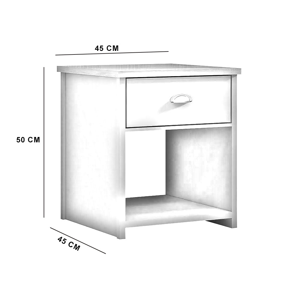 Westbury Farmhouse 1 Drawer Bedside Cabinet - Matt Grey & Light Oak