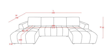 Shanghai Luxury Beige U Shape Corner Sofabed