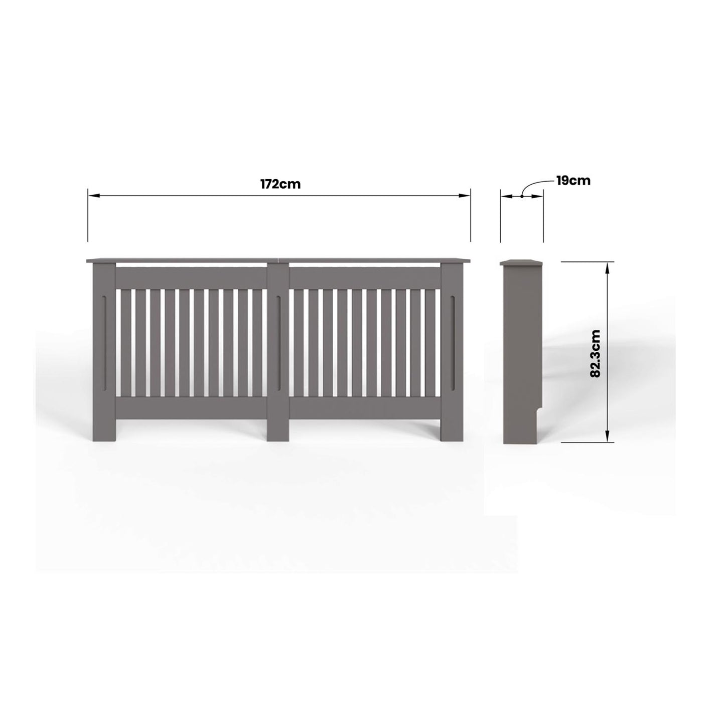 Vertical Slat Extra Large MDF Grey Radiator Cover
