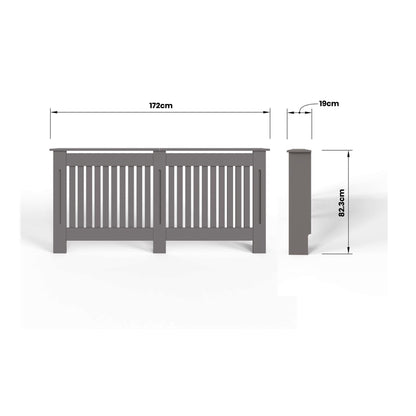 Vertical Slat Extra Large MDF Grey Radiator Cover