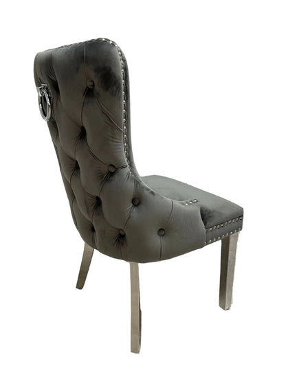 Victoria Dark Grey Ring Knocker Dining Chair