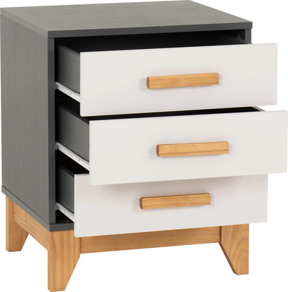Cleveland 3 Drawer Bedside   Whitegrey Metal Effect 2024  02