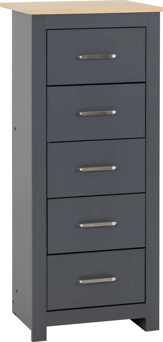 Portland 5 Drawer Narrow Chest   Greyoak Effect 2023  01